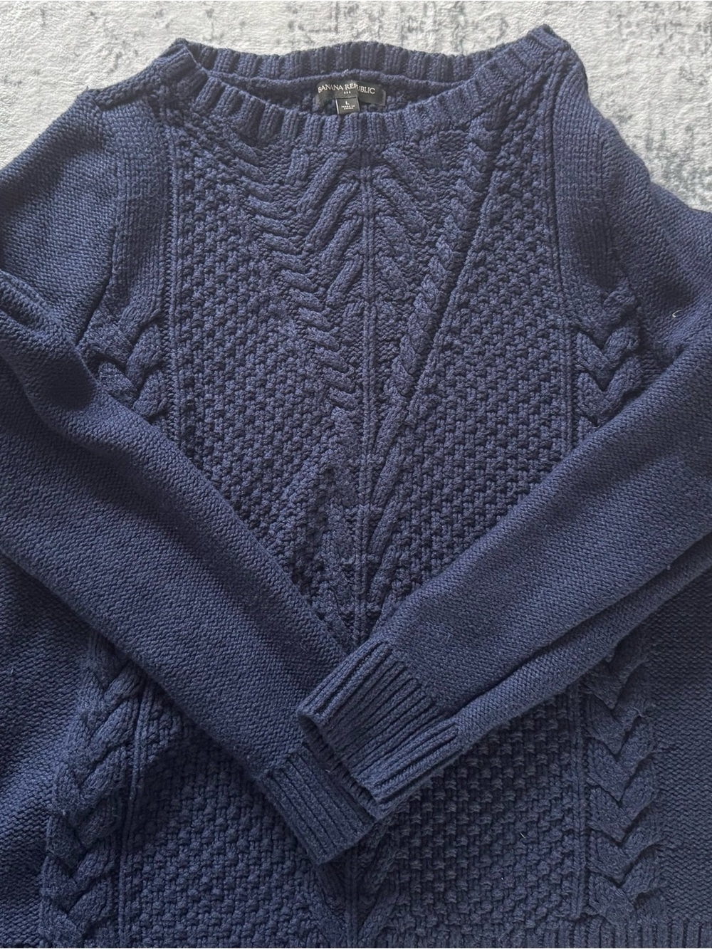 Banana Republic Navy Cable Knit Scoopneck Sweater
